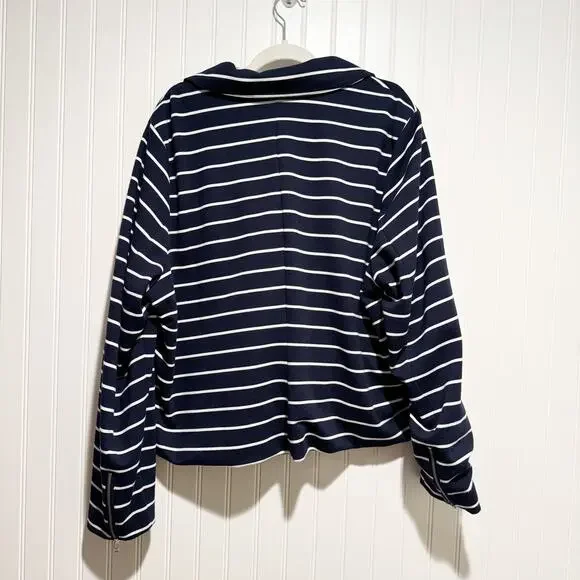 Lane Bryant Navy Striped Moto Jacket Plus Size 24 - Picture 5 of 6
